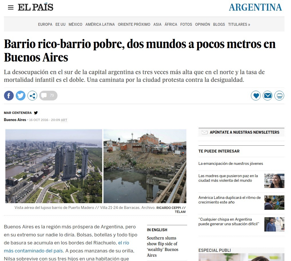 Artículo en la edición online de El País